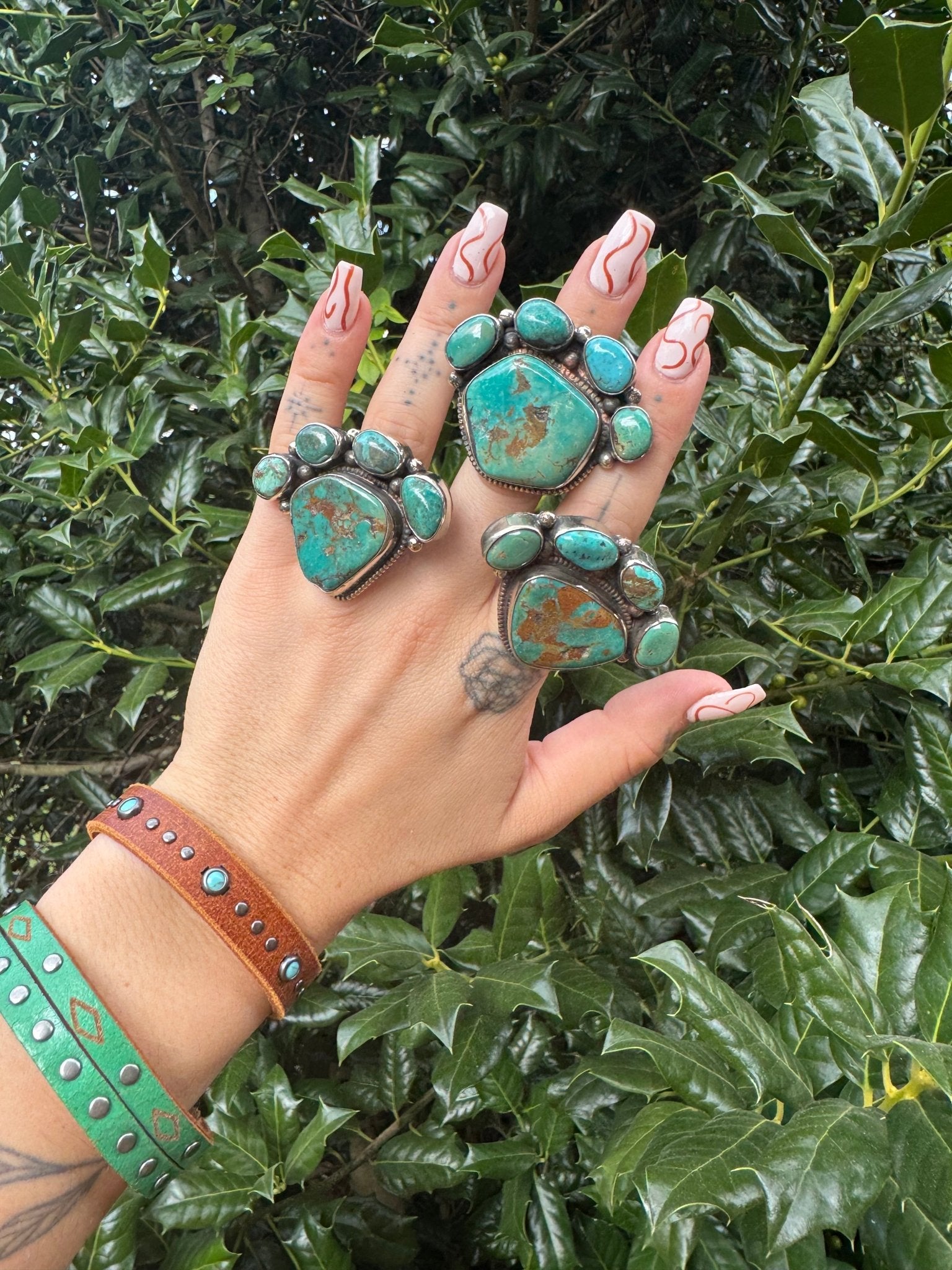 Paw Print Chunky Turquoise Nugget Ring Set 1 - ivyandlavyboutique ivyandlavyboutique
