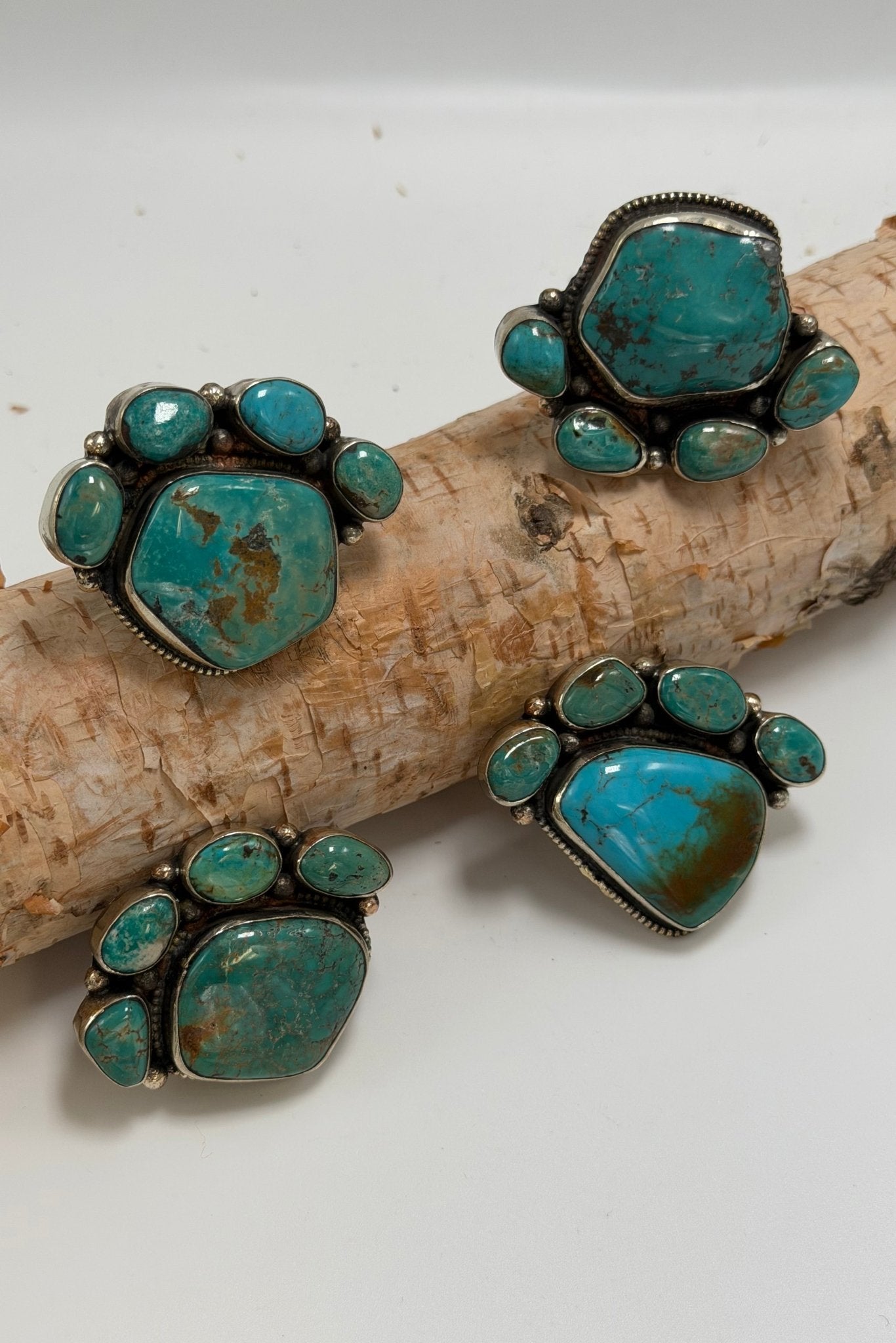 Paw Print Chunky Turquoise Nugget Ring Set 2 - ivyandlavyboutique ivyandlavyboutique