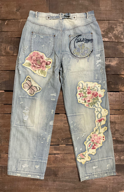 Peace & Love Floral Jeans - ivyandlavyboutique Jaded Gypsy