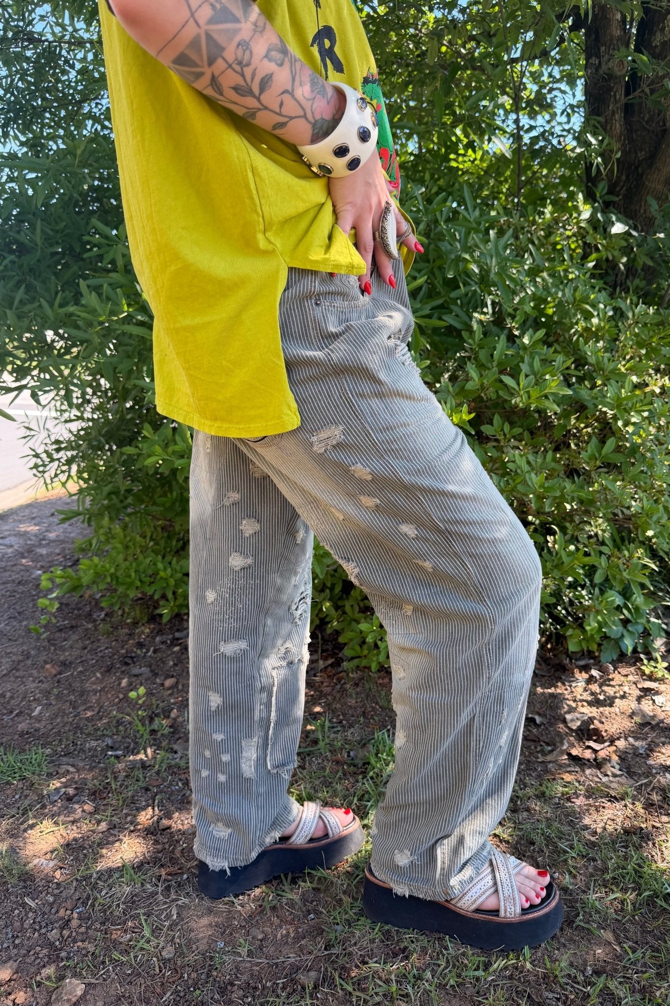 Peace & Love Jeans in Moonlight Railroad - ivyandlavyboutique Jaded Gypsy