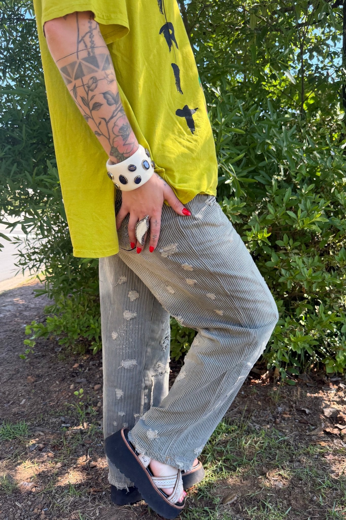 Peace & Love Jeans in Moonlight Railroad - ivyandlavyboutique Jaded Gypsy