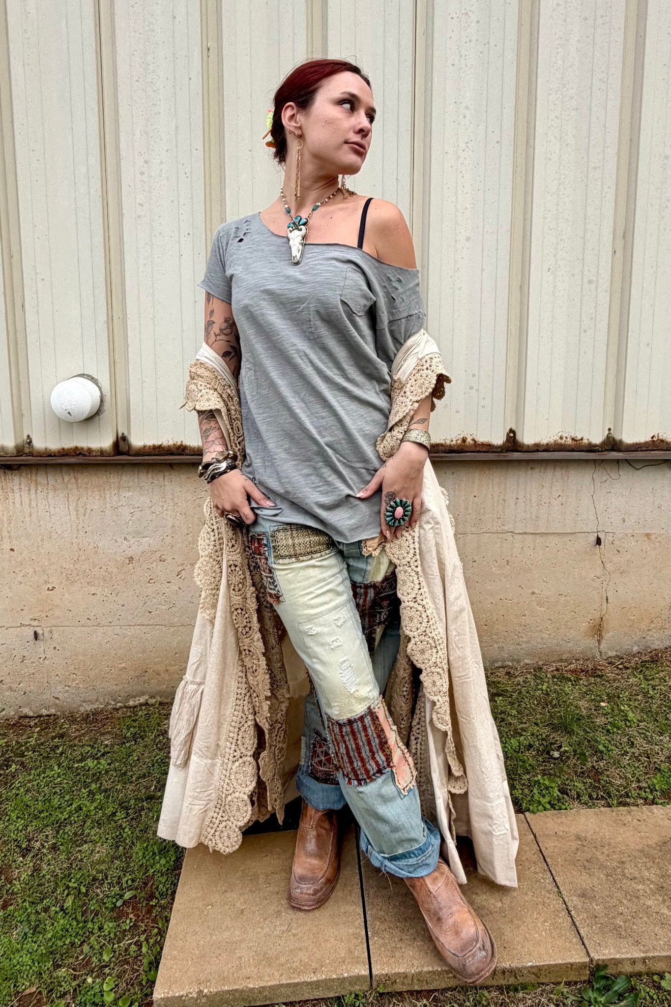 Peace & Love Jeans in Patched Up - ivyandlavyboutique Jaded Gypsy