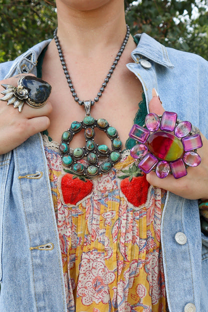 Peace Out Necklace in Turquoise - ivyandlavyboutique ivyandlavyboutique