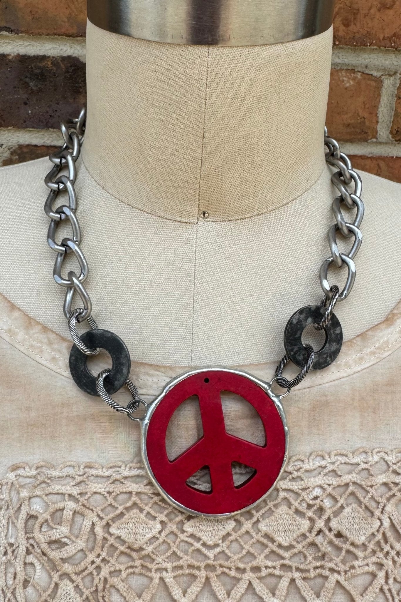 Peace Out Necklace - ivyandlavyboutique Art by Amy