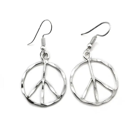 Peace Sign Gold & Silver Plated Small Dangle Earrings - ivyandlavyboutique Anju Jewelry