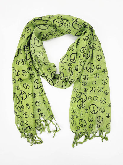 Peace Sign Tassel Scarf - ivyandlavyboutique Raj Trading & Imports (USA) Inc.
