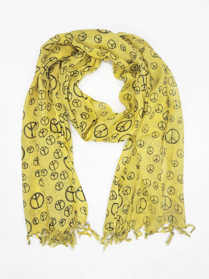 Peace Sign Tassel Scarf - ivyandlavyboutique Raj Trading & Imports (USA) Inc.