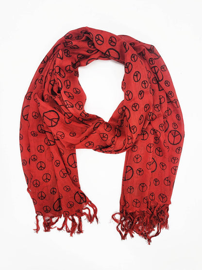 Peace Sign Tassel Scarf - ivyandlavyboutique Raj Trading & Imports (USA) Inc.