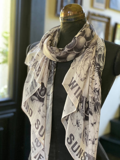 Peace Wine & Sunshine Printed Scarf - ivyandlavyboutique Market of Stars