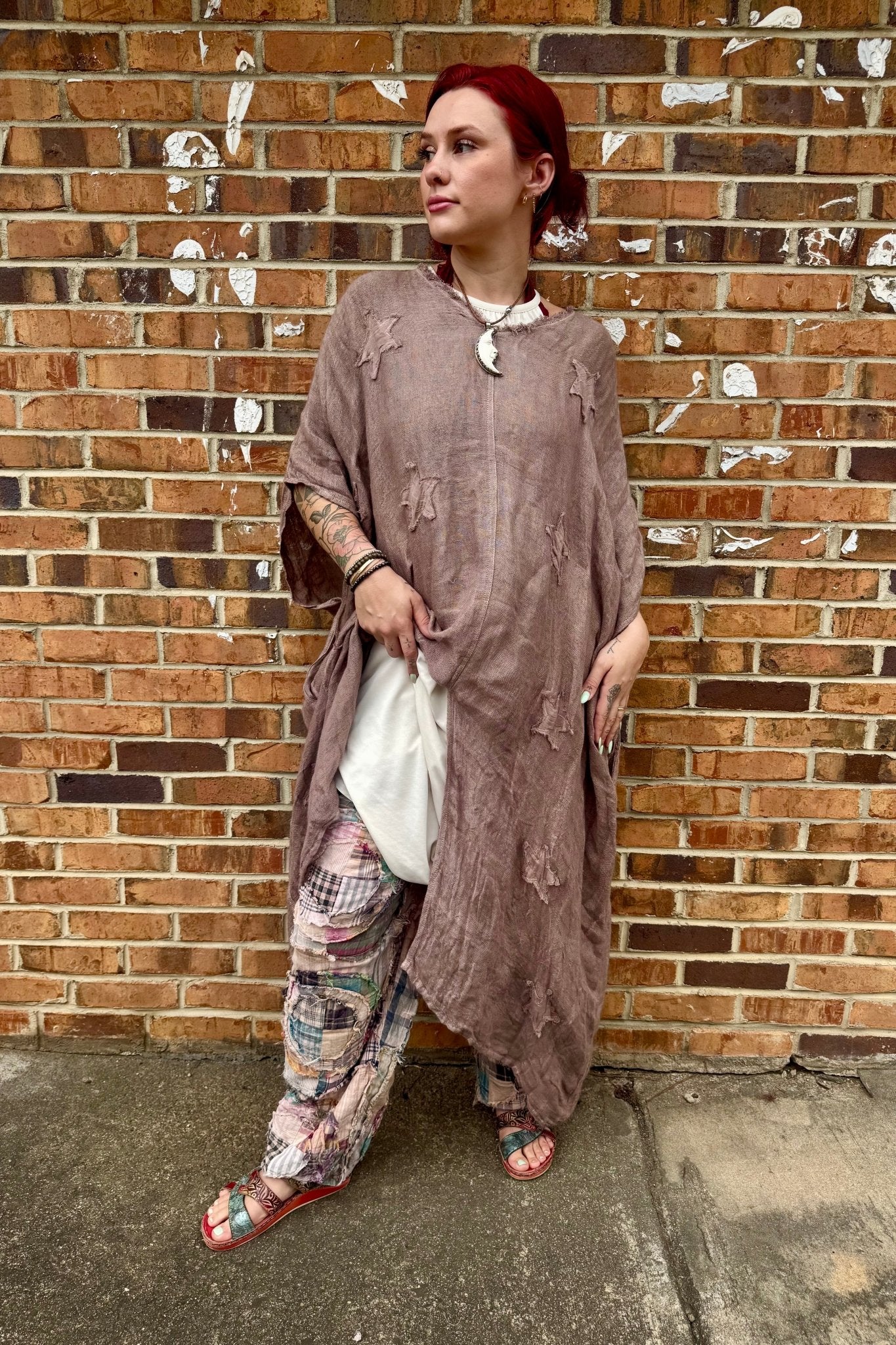 Peaceful Dreams Kaftan Top in Light Chocolate - ivyandlavyboutique Namsar