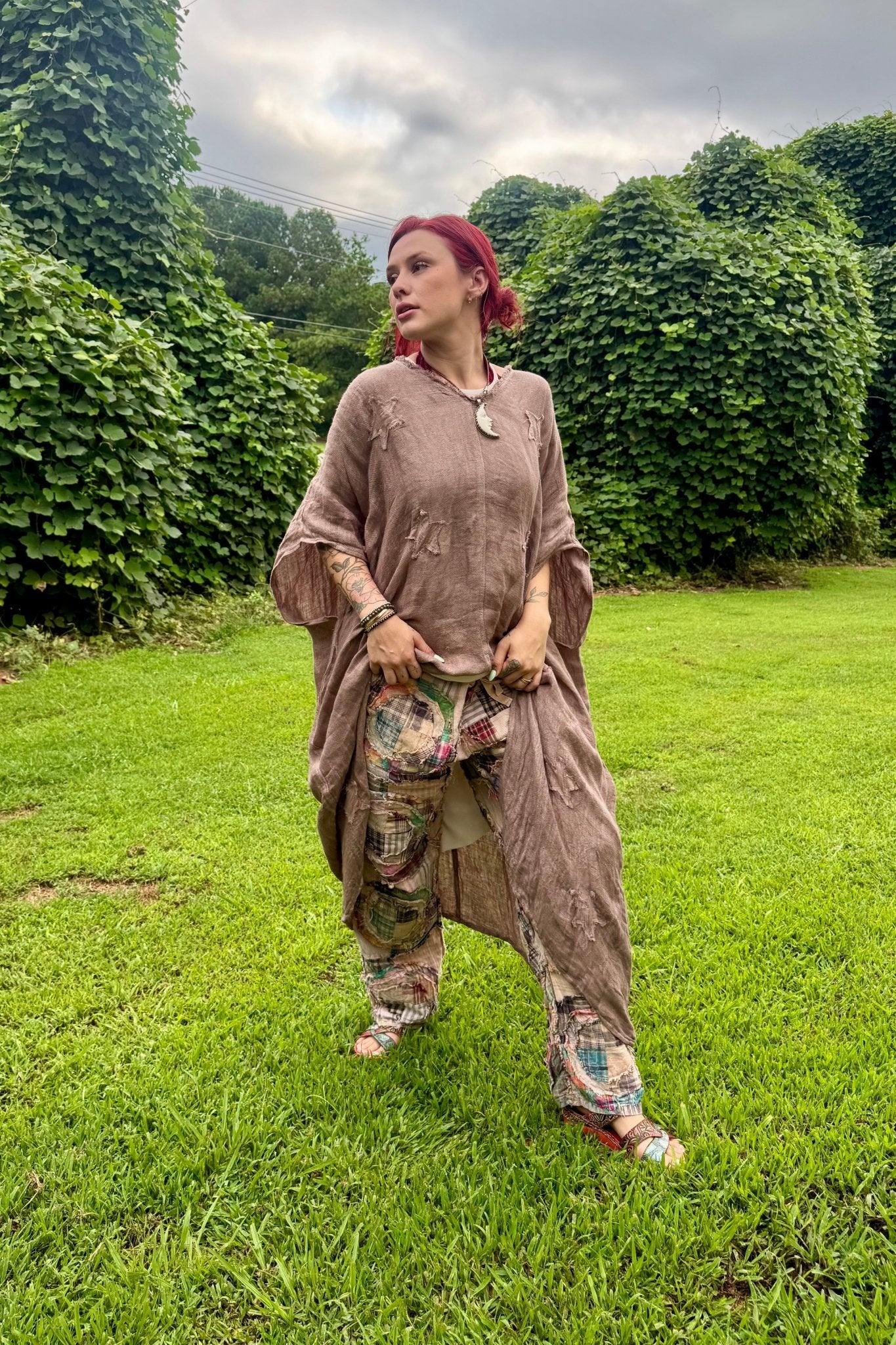 Peaceful Dreams Kaftan Top in Light Chocolate - ivyandlavyboutique Namsar