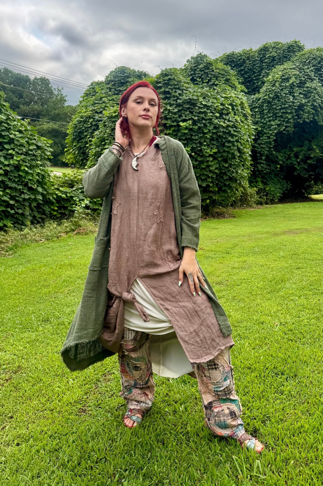Peaceful Dreams Kaftan Top in Light Chocolate - ivyandlavyboutique Namsar