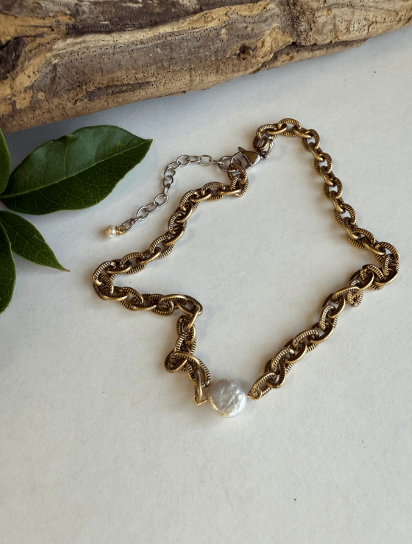 Pearl Chain Link Choker Necklace - ivyandlavyboutique Spirit Lala