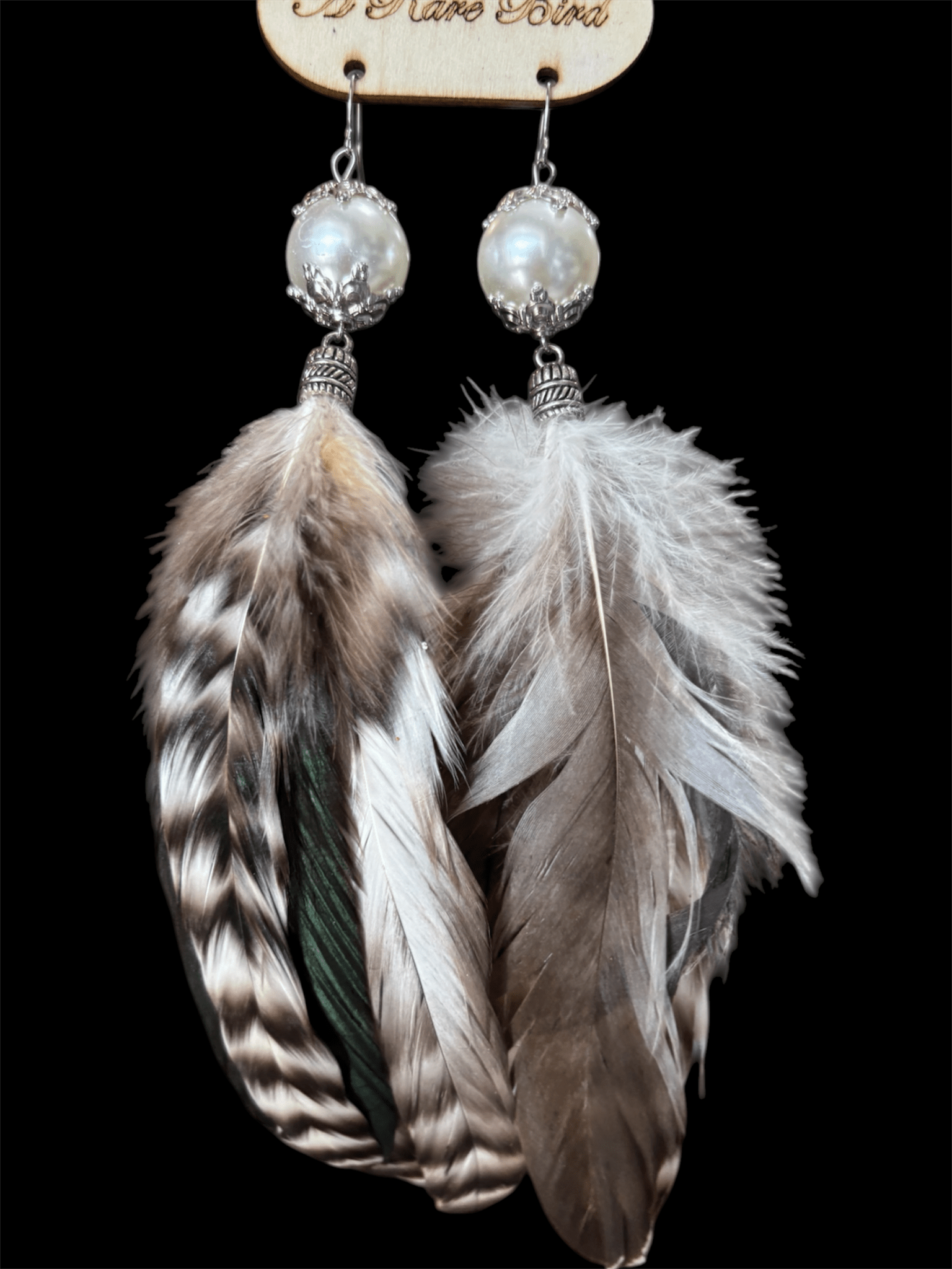 Pearl Feather Boho Earrings - ivyandlavyboutique A Rare Bird Shop