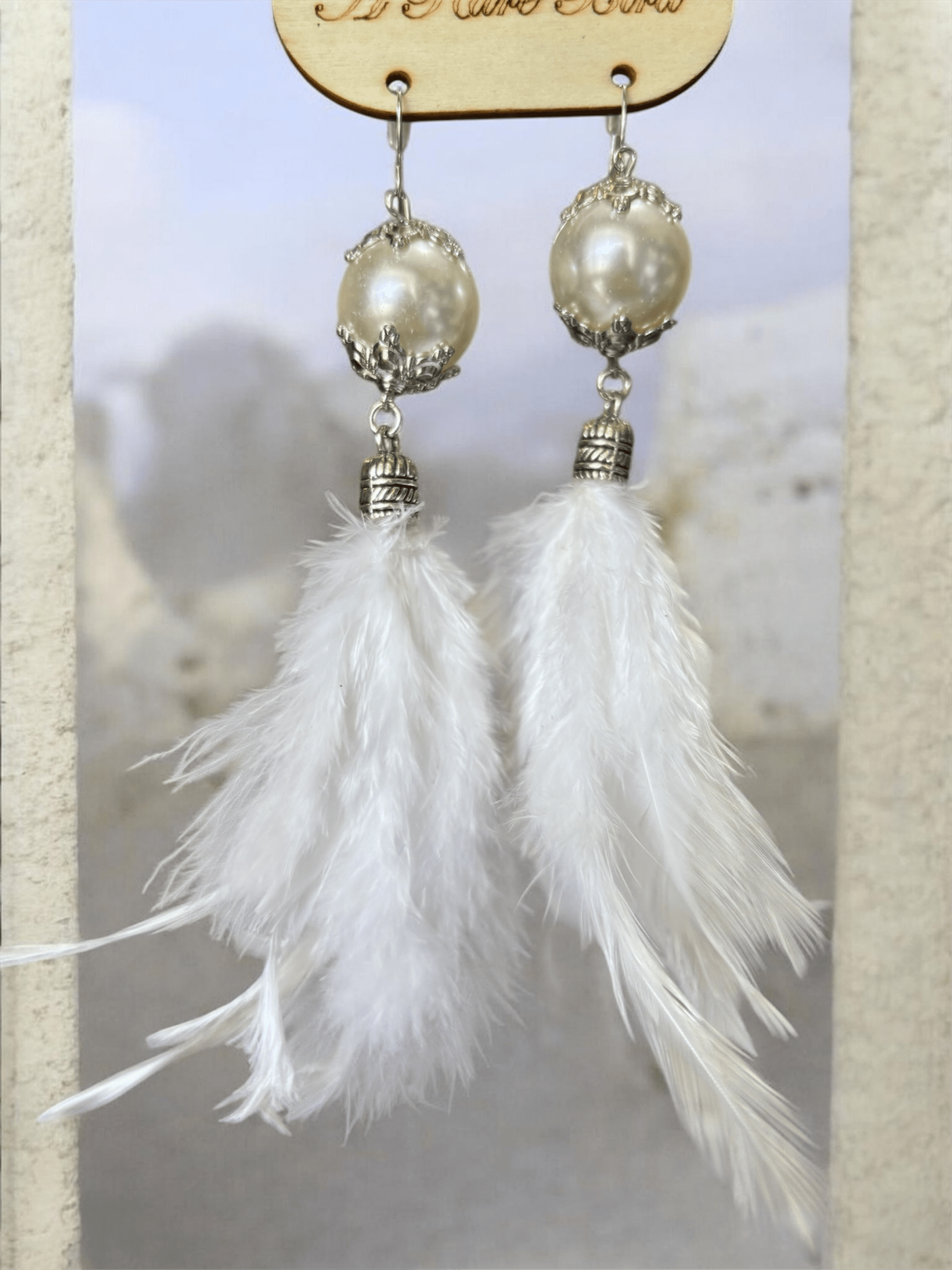 Pearl Feather Earrings - ivyandlavyboutique A Rare Bird Shop