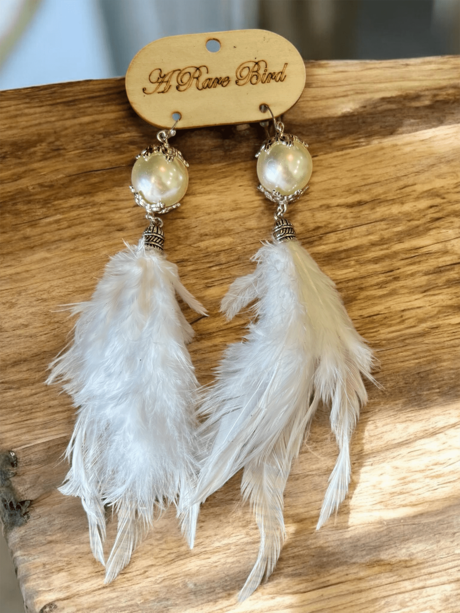 Pearl Feather Earrings - ivyandlavyboutique A Rare Bird Shop