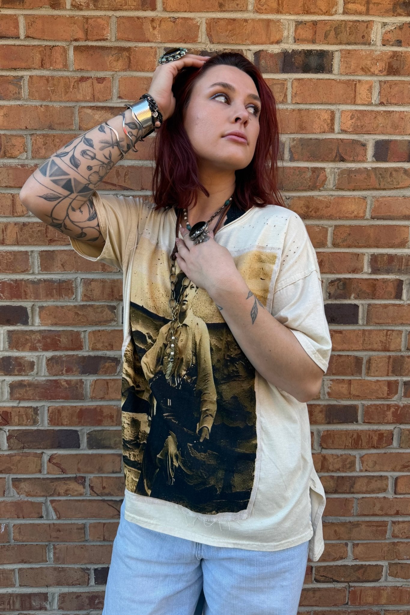 Pearl Heart Oversized Patchwork Tee - ivyandlavyboutique LeParisPetit by I Love Linen