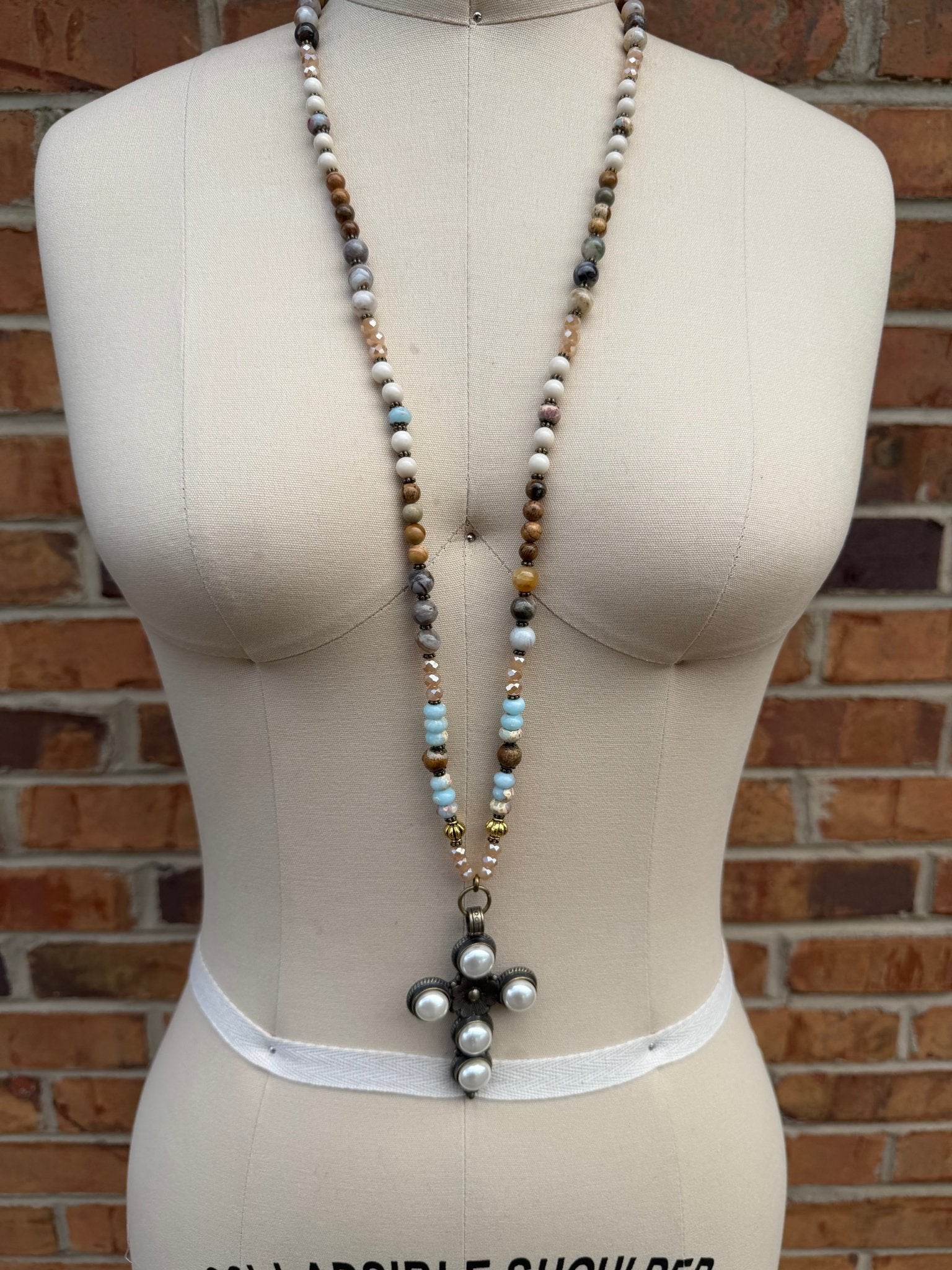 Pearl Long Cross - ivyandlavyboutique ivyandlavyboutique
