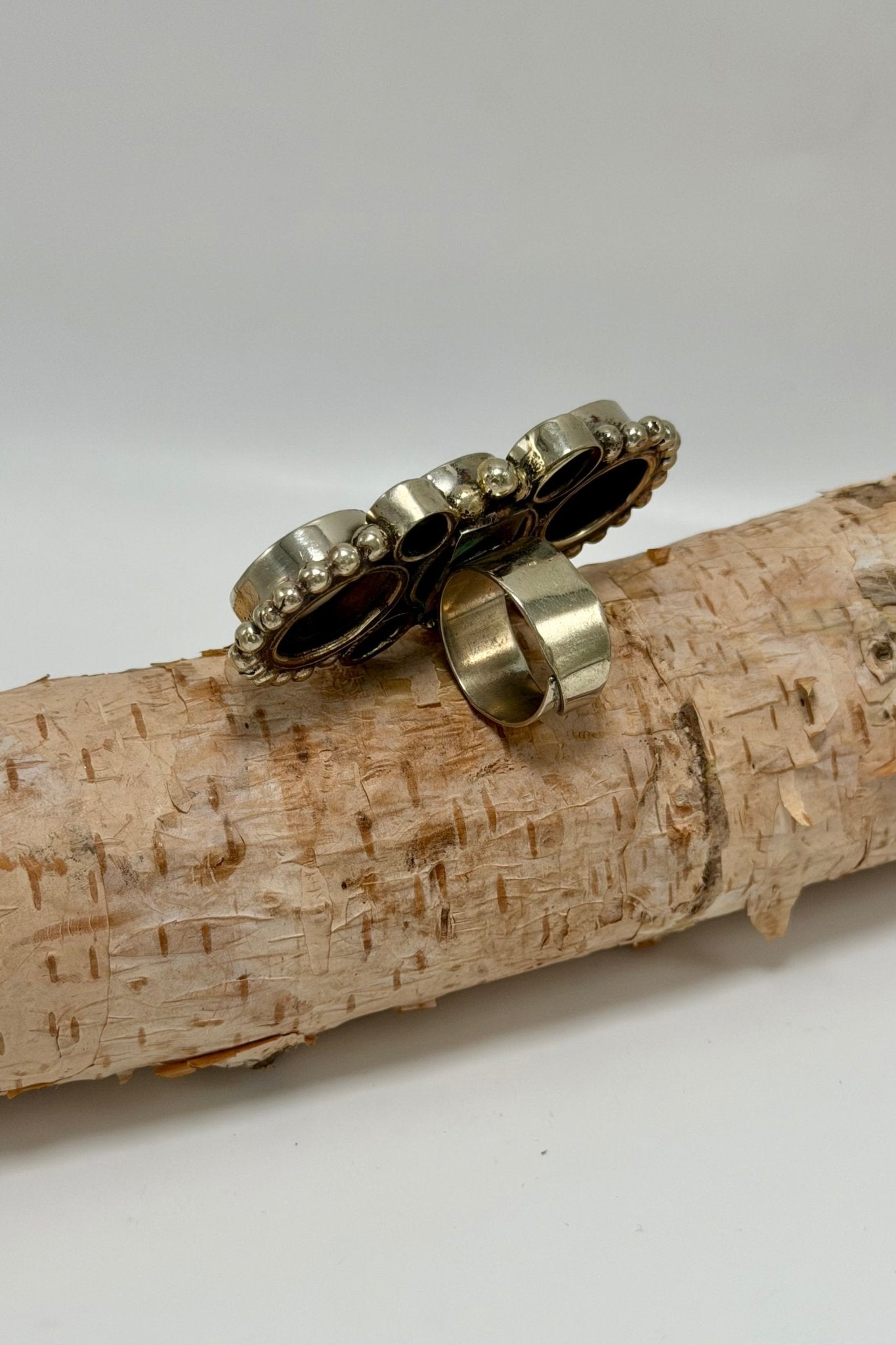 Pearl & Moss Agate Long Statement Ring - ivyandlavyboutique ivyandlavyboutique