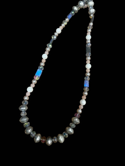Pearls, Tibetan, and Crystal Necklace - ivyandlavyboutique A Rare Bird Shop