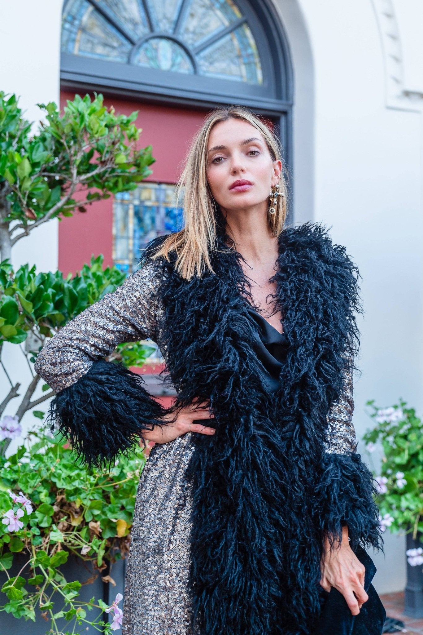 Penny Deluxe Buxom Gunmetal Faux Fur Jacket - ivyandlavyboutique Jennafer Grace