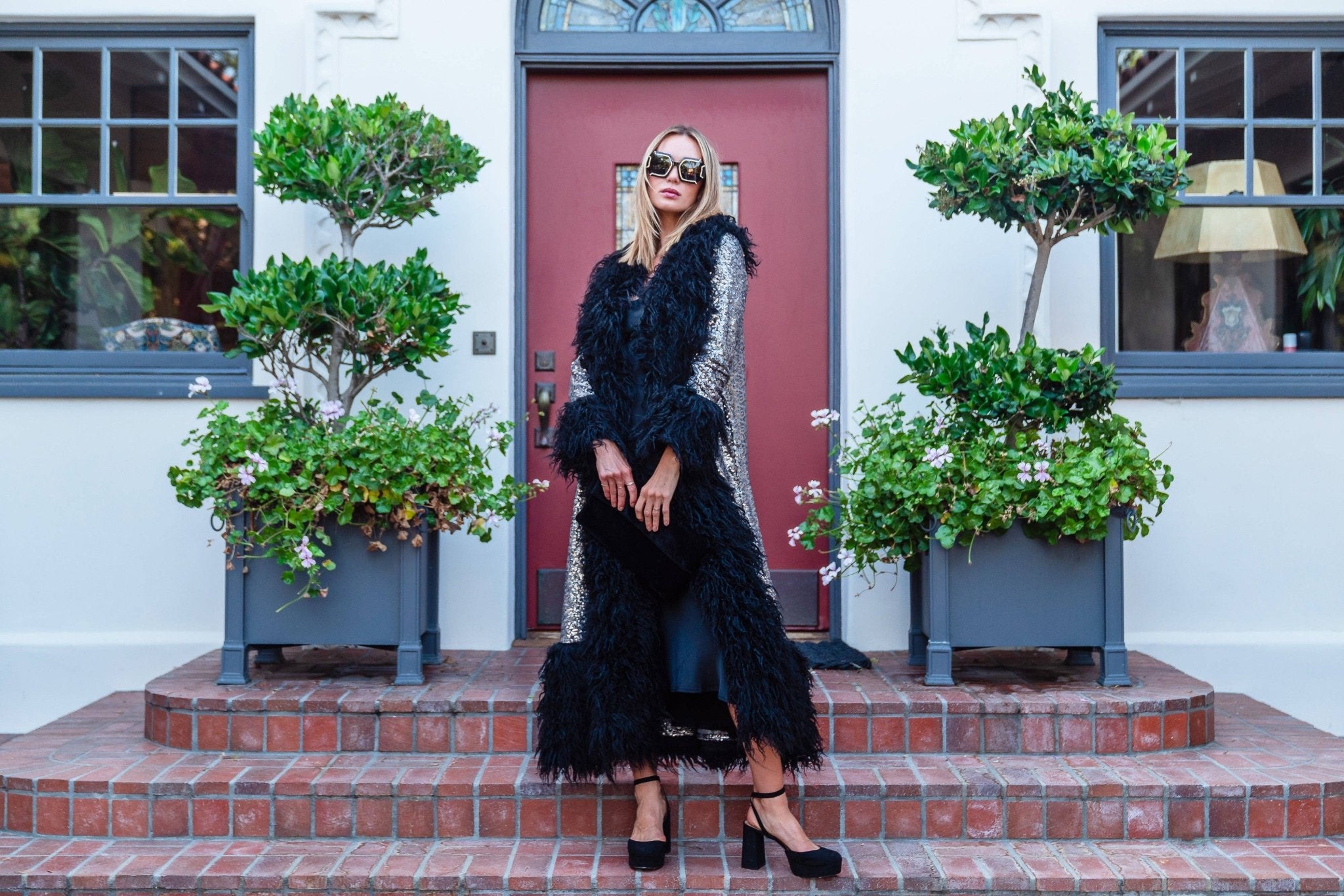 Penny Deluxe Buxom Gunmetal Faux Fur Jacket - ivyandlavyboutique Jennafer Grace