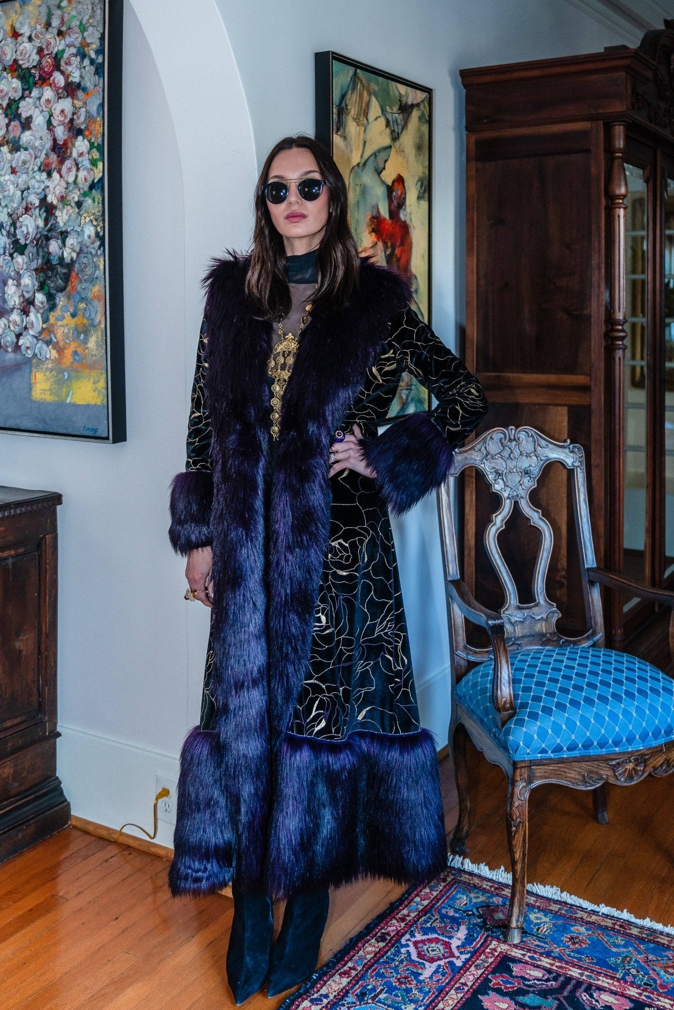 Penny Deluxe Le Lido Velvet Faux Fur Jacket - ivyandlavyboutique Jennafer Grace