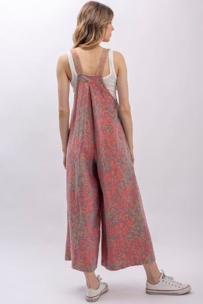 Picking Berries Cotton Gauzed Floral Adjustable Jumpsuit - ivyandlavyboutique Blue Velvet