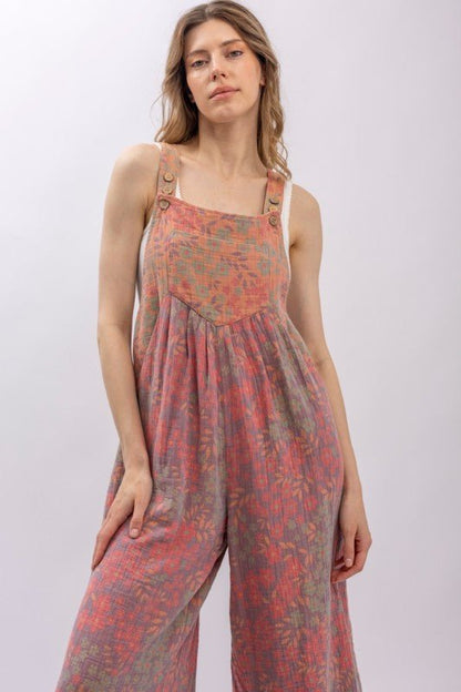 Picking Berries Cotton Gauzed Floral Adjustable Jumpsuit - ivyandlavyboutique Blue Velvet