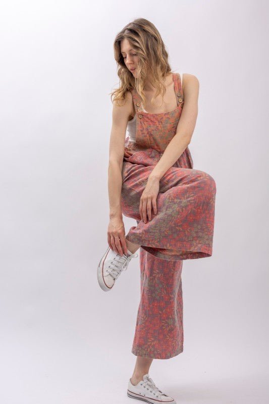 Picking Berries Cotton Gauzed Floral Adjustable Jumpsuit - ivyandlavyboutique Blue Velvet
