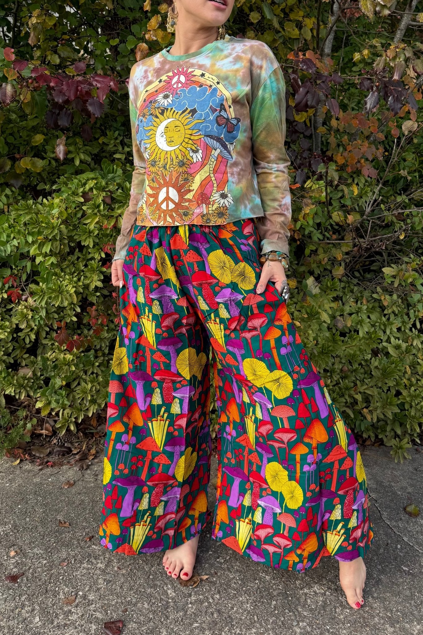 Picking Mushrooms Palazzo Pant - ivyandlavyboutique Kathmandu Imports