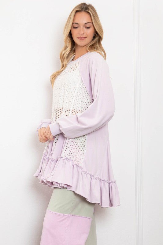 Picnic Trace Tunic Top - ivyandlavyboutique Blue Velvet