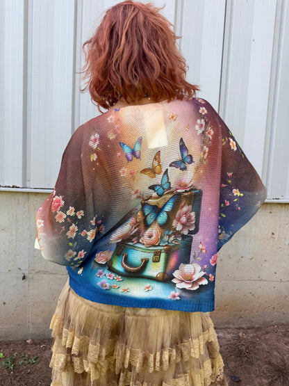 Pink Butterfly Knit Printed Sweater - ivyandlavyboutique LOOWIE