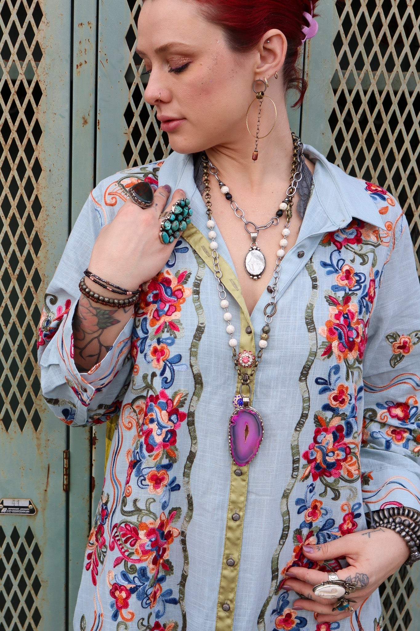 Pink Geode Slab Statement Handmade Necklace - ivyandlavyboutique ivyandlavyboutique