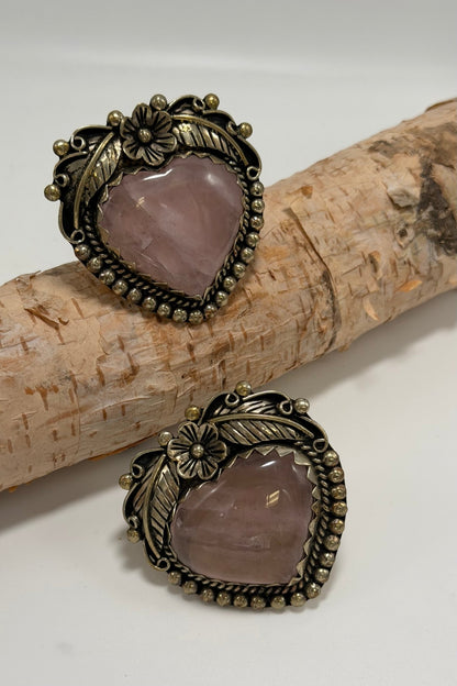 Pink Quartz Heart & Flower Leaf - ivyandlavyboutique ivyandlavyboutique