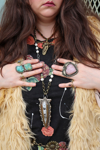 Pink Quartz Heart & Flower Leaf - ivyandlavyboutique ivyandlavyboutique