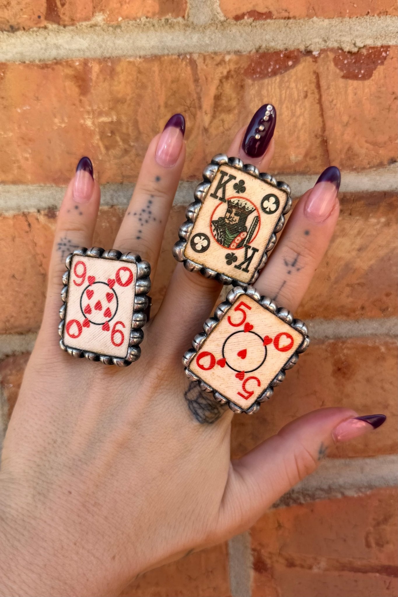 Playing Card Domino Ring - ivyandlavyboutique Art by Amy
