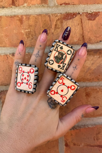 Playing Card Domino Ring - ivyandlavyboutique Art by Amy
