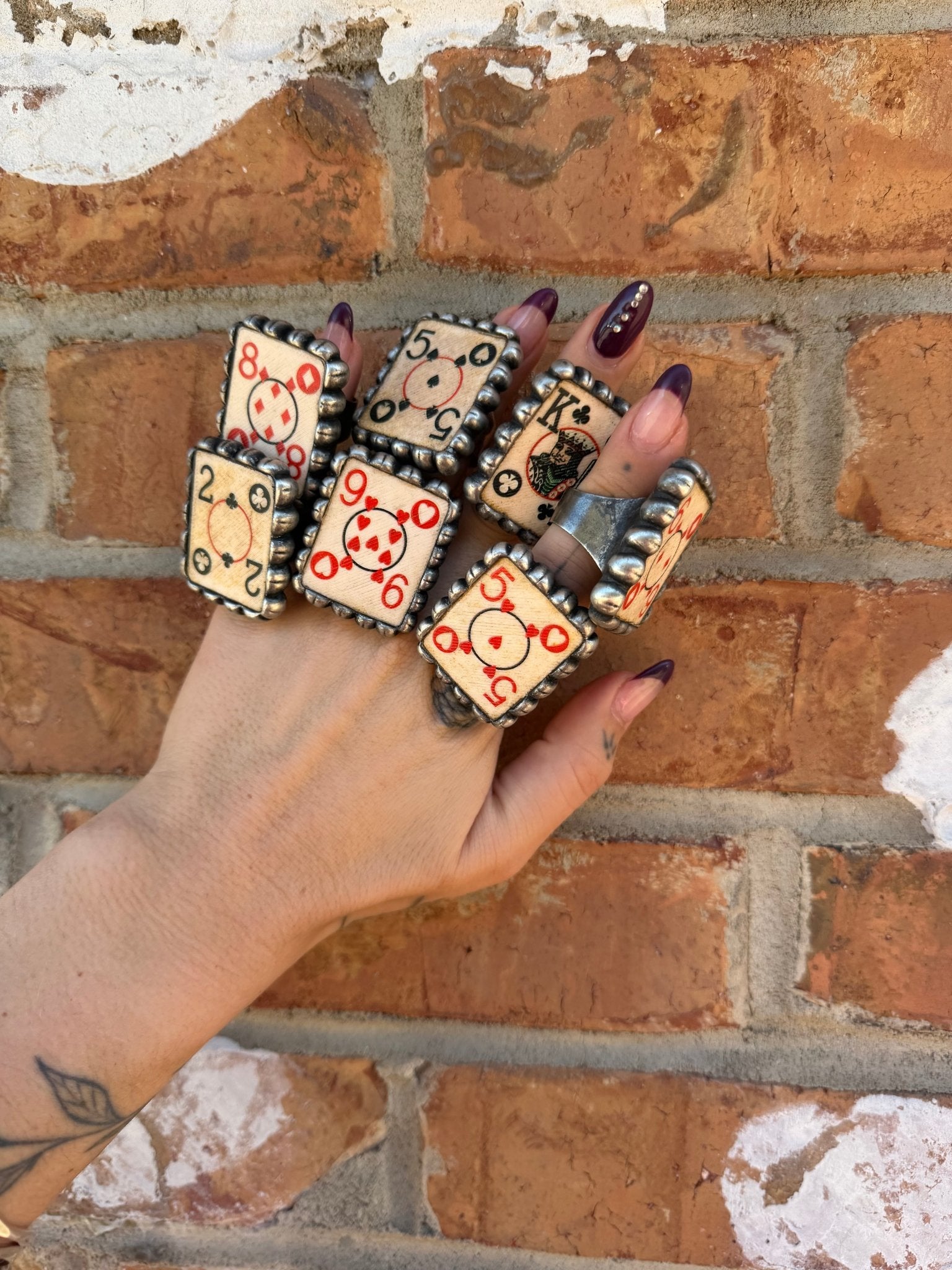 Playing Card Domino Ring - ivyandlavyboutique Art by Amy