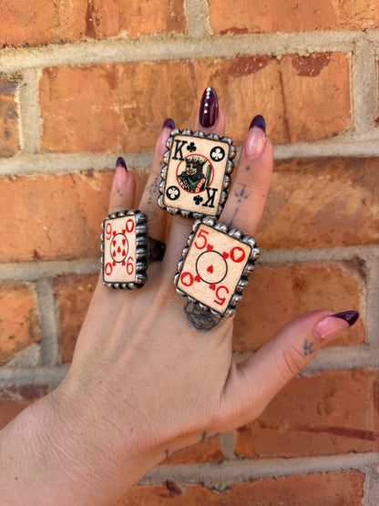 Playing Card Domino Ring - ivyandlavyboutique Art by Amy