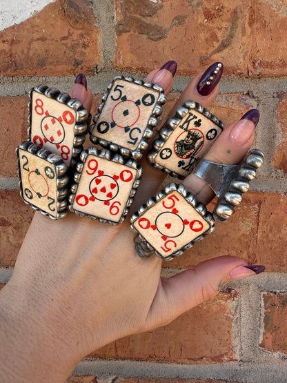 Playing Card Domino Ring - ivyandlavyboutique Art by Amy