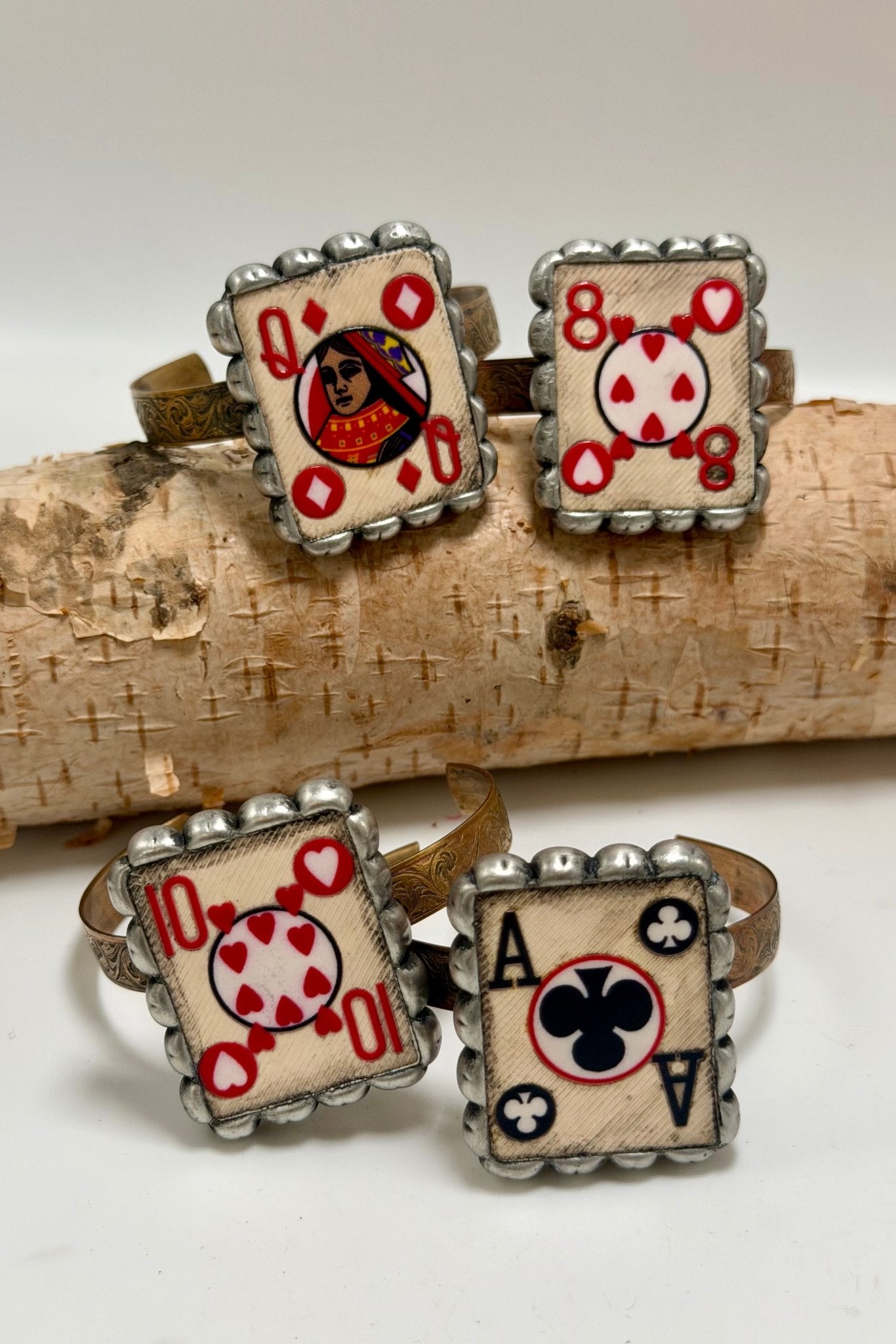 Playing Card Square Cuff Bracelets - ivyandlavyboutique Art by Amy