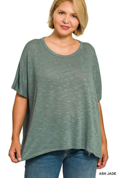 Plus Oversized Slub Hacci Top - ivyandlavyboutique Zenana
