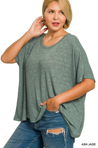 Plus Oversized Slub Hacci Top - ivyandlavyboutique Zenana