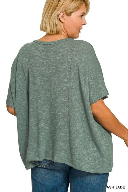 Plus Oversized Slub Hacci Top - ivyandlavyboutique Zenana