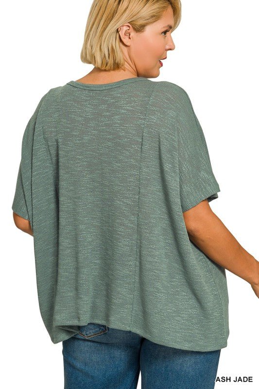 Plus Oversized Slub Hacci Top - ivyandlavyboutique Zenana