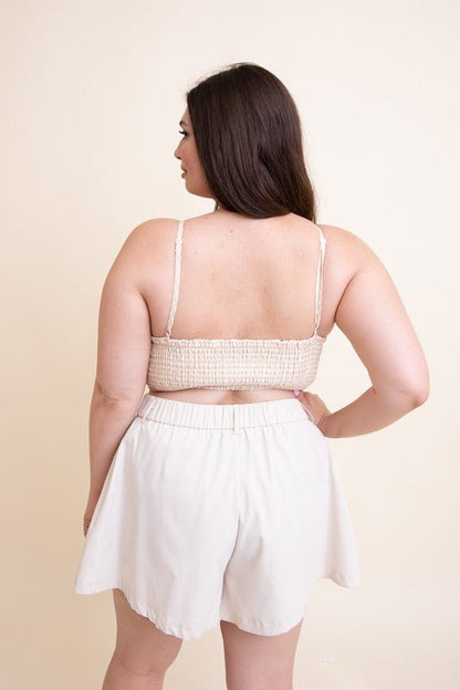 Plus Size Gingham Smocked Bralette - ivyandlavyboutique Leto Accessories