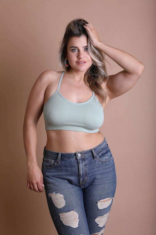 Plus Size Tattoo Mesh Racerback Bralette - ivyandlavyboutique Leto Accessories