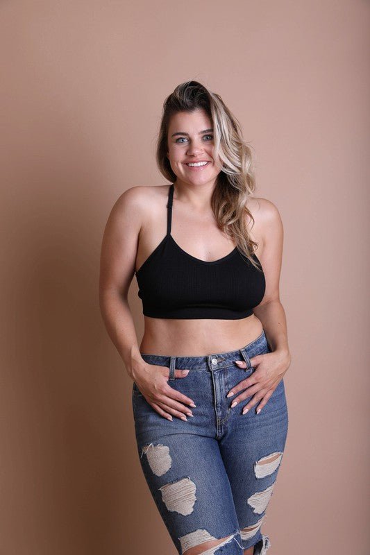 Plus Size Tattoo Mesh Racerback Bralette - ivyandlavyboutique Leto Accessories