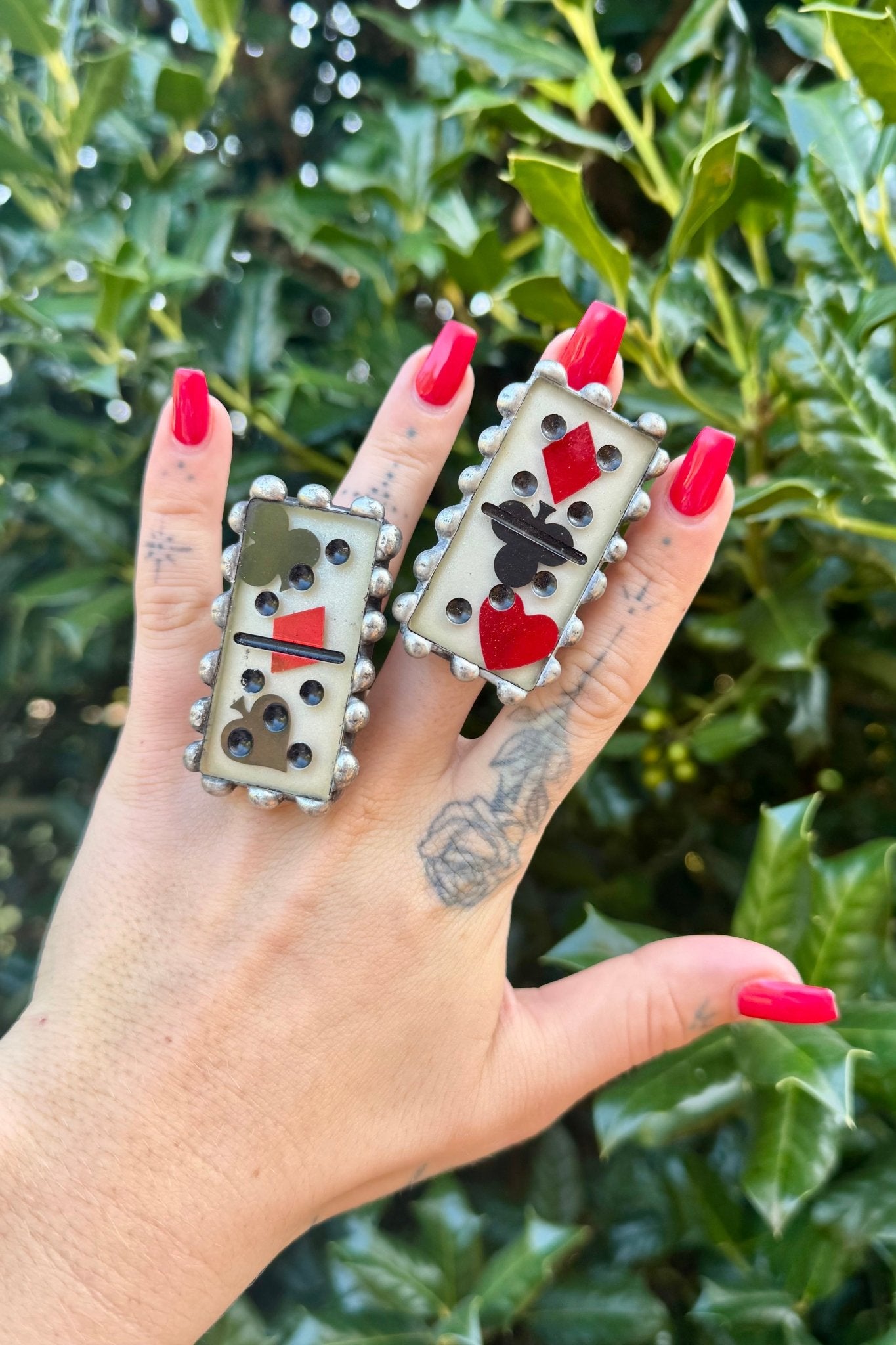 Poker Domino Metal Rings - ivyandlavyboutique Art by Amy